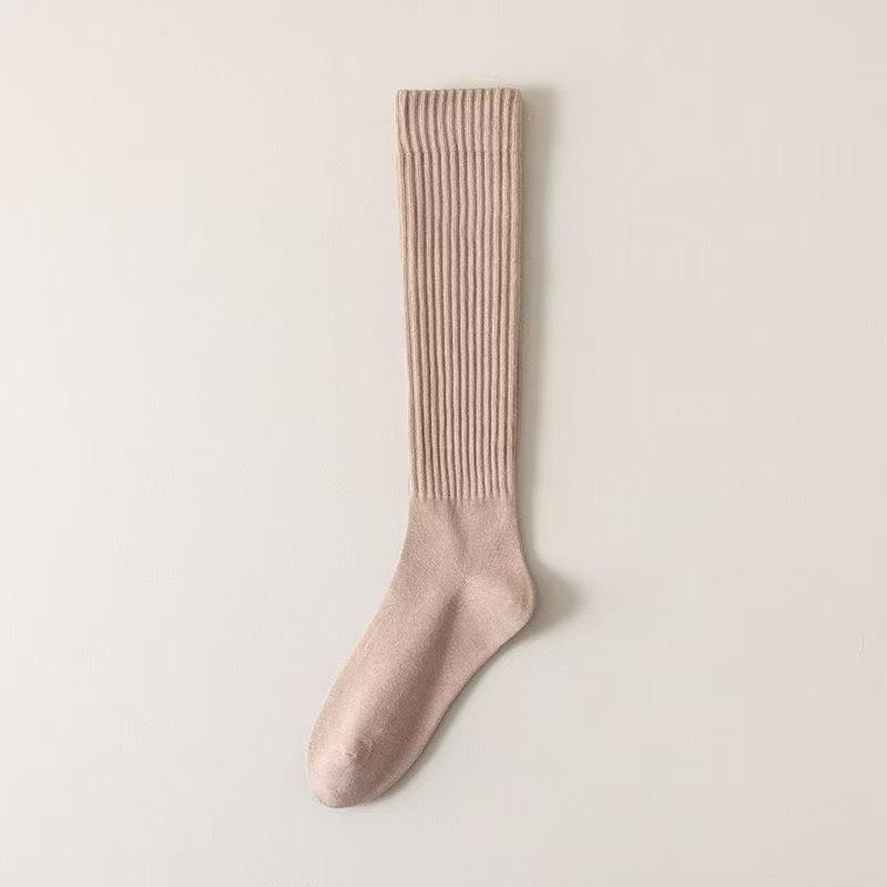 Women Striped Cotton Long Socks Japanese Jk Black White Knee High Stockings Long Tube Leg Solid Color Girls Students Warm Socks