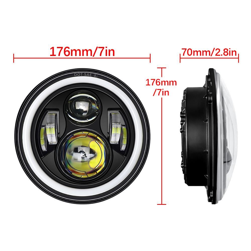 RGB 7" Round 6 Led Headlight RGB For Harley Davidson Touring Fat Boy Jeep Wrangler JK LJ CJ TJ