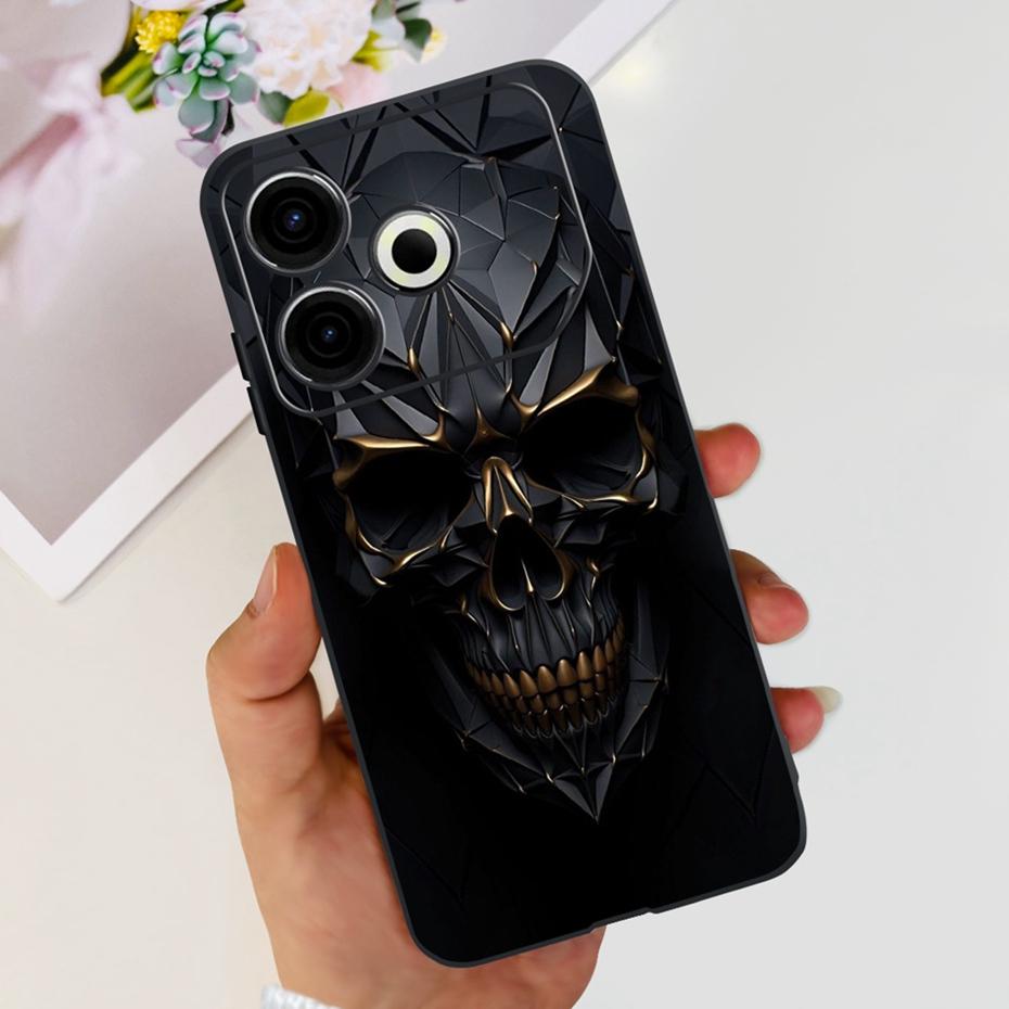 2024 Fashion Case For Tecno Pova 6 Neo Black Silicone Soft TPU Back Cover For Tecno Pova 6Neo 4G Phone Cases