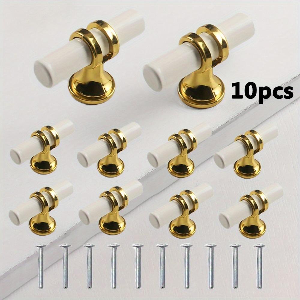Lot de 10 boutons noirs modernes avec poignées de tiroir dorées – Poignées d'armoire en métal poli pour la maison et le bureau