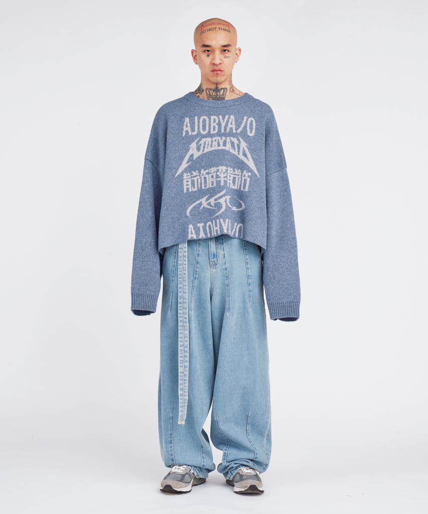 AJOBYAJO [Pba] Total Logo Cropped Sweater [Sky Blue]