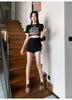 Irregular Denim Skort for Women - Slimming Lace-up A-line with Drawstring