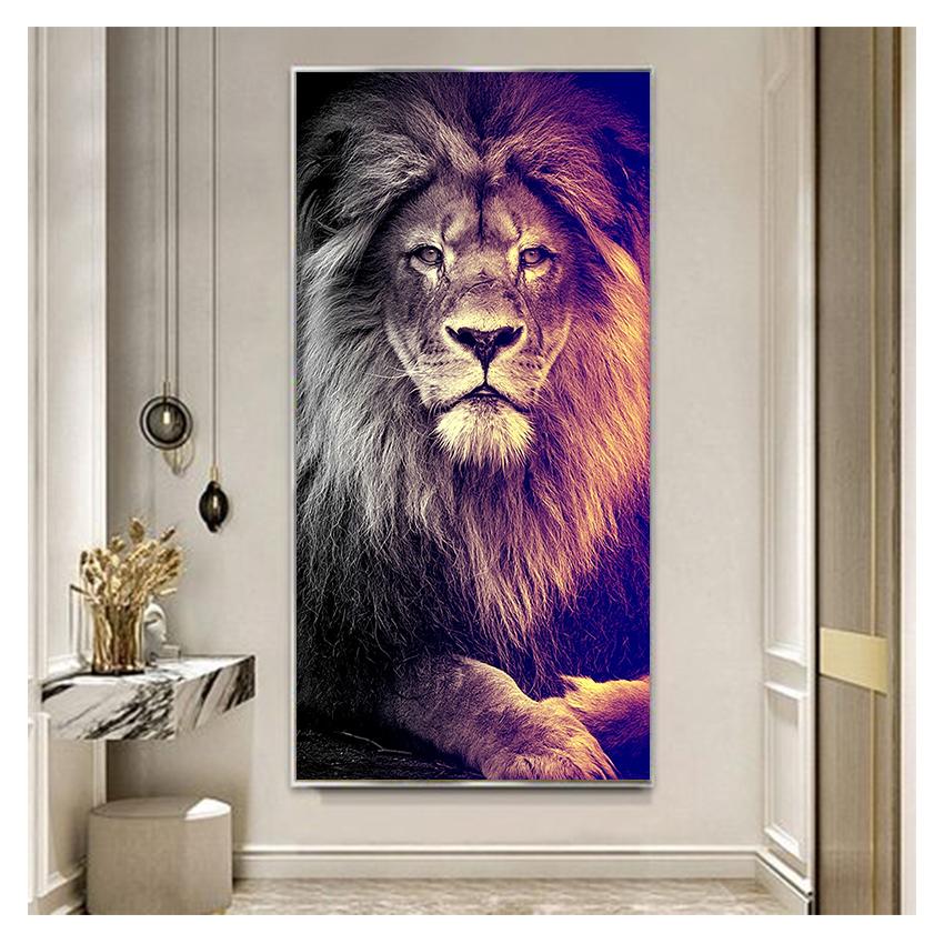 Pictură de artă Postere și imprimeuri Cuadros Imagine de perete pentru sufragerie Decor pentru locuință Lei, animale sălbatice, regele leu, pânză