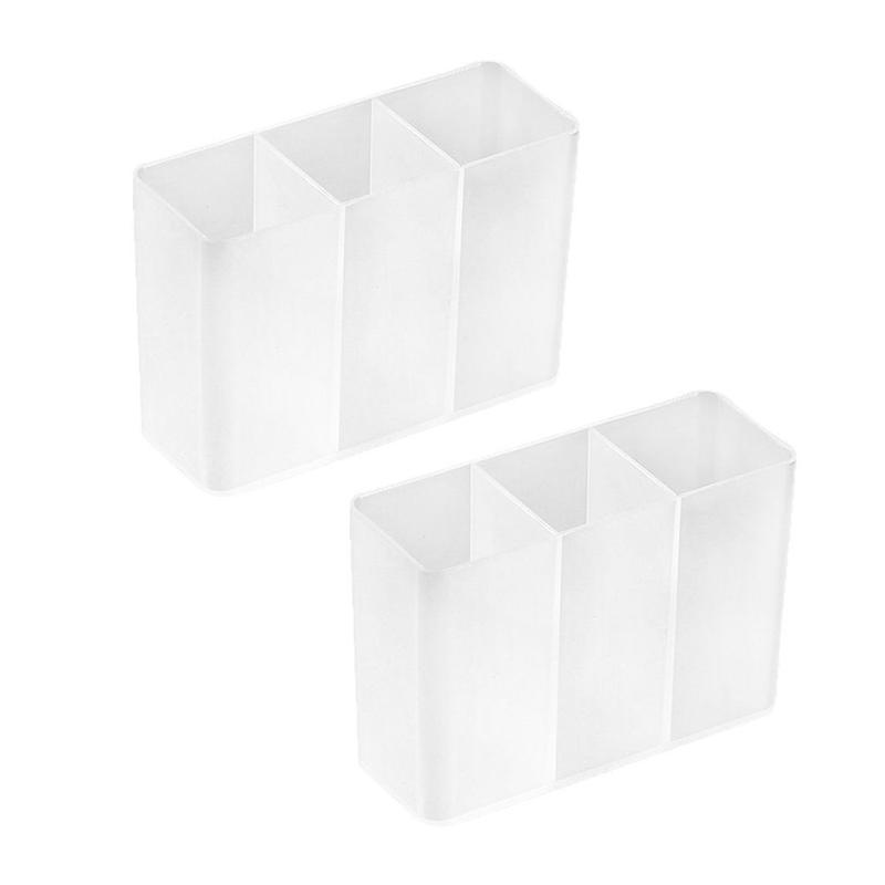 Mini Storage Box 3-Grid Plastic Makeup Brush Lipstick Storage Multi-Functional Desk Organizer for Home Kitchen Bathroom