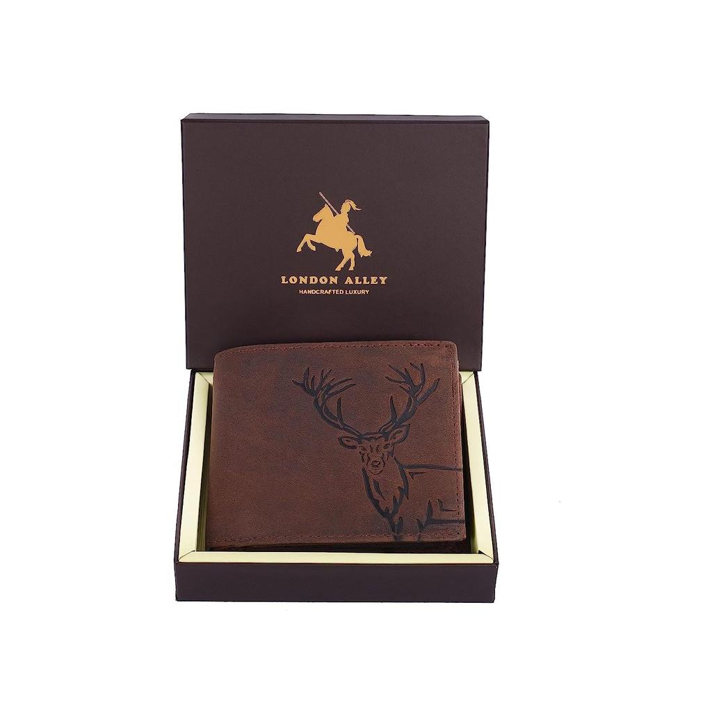 LONDON ALLEY Elk Vintage Brown Men's Leather Wallet.