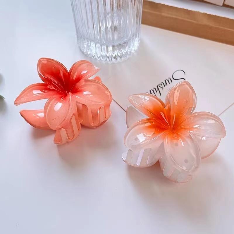 Hawaiian Gradient Hair Clips Women Flower Hair Claws Shark Hairpins Vacation Beach Hairpins Hair Accessories