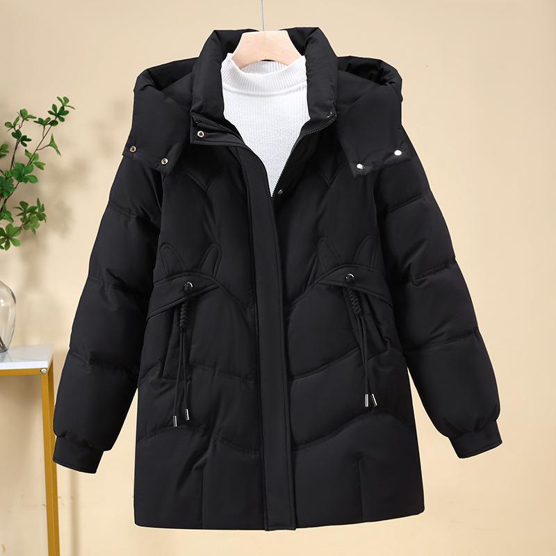 

Стеганая куртка, куртка из пухового хлопка, стеганая куртка средней длины, свободная стеганая куртка, теплая женская M чёрный