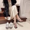 Fashion Open Toe Women's High Heel Sandals Slip On Summer Footwear Fashion Rhinestone Straps Outwear Sandals 35 39 Sandalias De Mujer