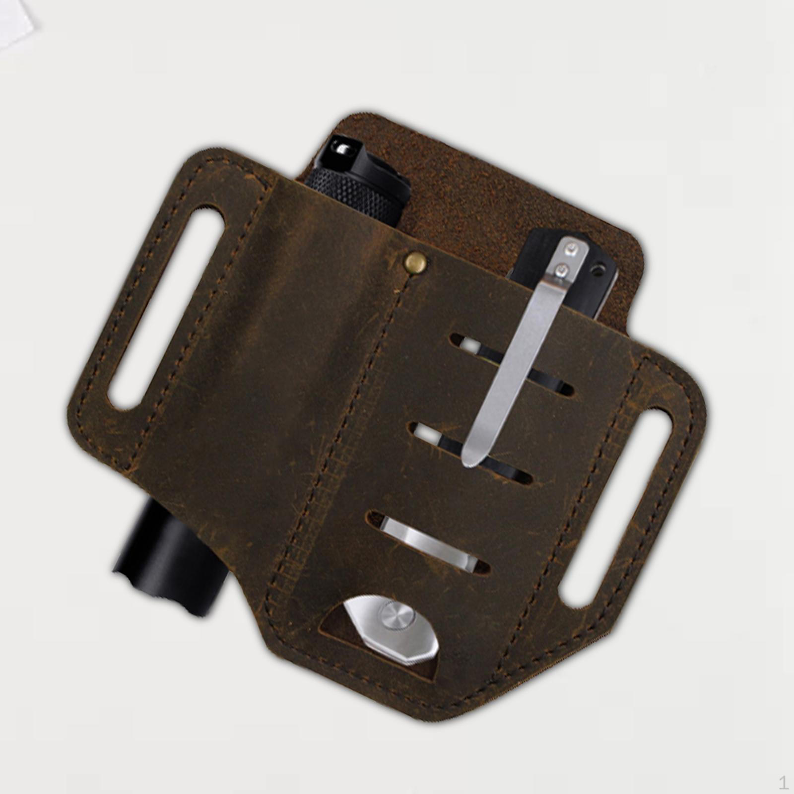 

Durable Flashlight Sheath and Keychain Clip, Multitool Leather Sheath, Convenient Tool Organizer for коричневий