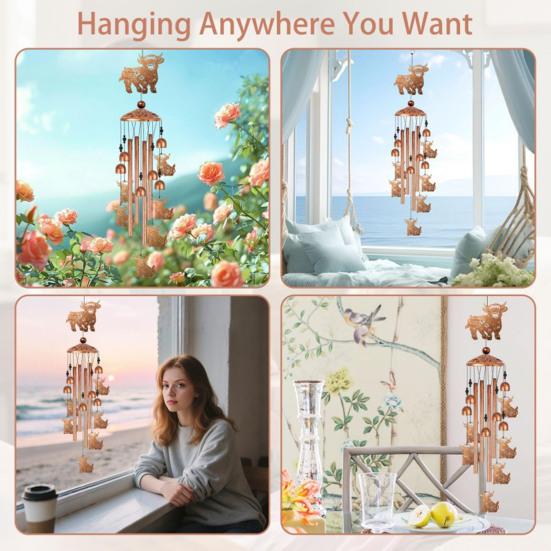 Highland Cow Wind Chime Outside Soothing Melodic Tone Metal Craftsmanship Garden Wind Chime Outdoor Decor Garden Patio Decor