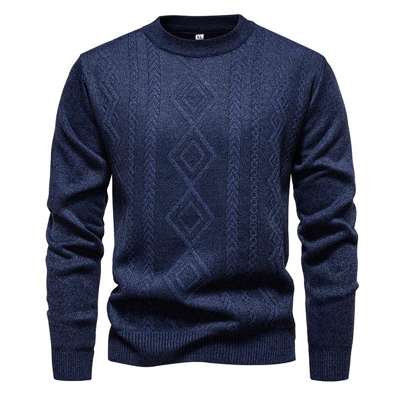 

Men s Autumn/Winter Thickened Velvet Pullover Sweater for Middle-aged & Elderly Dads - Warm Knit Round Neck. 2XL синій/сірий колір