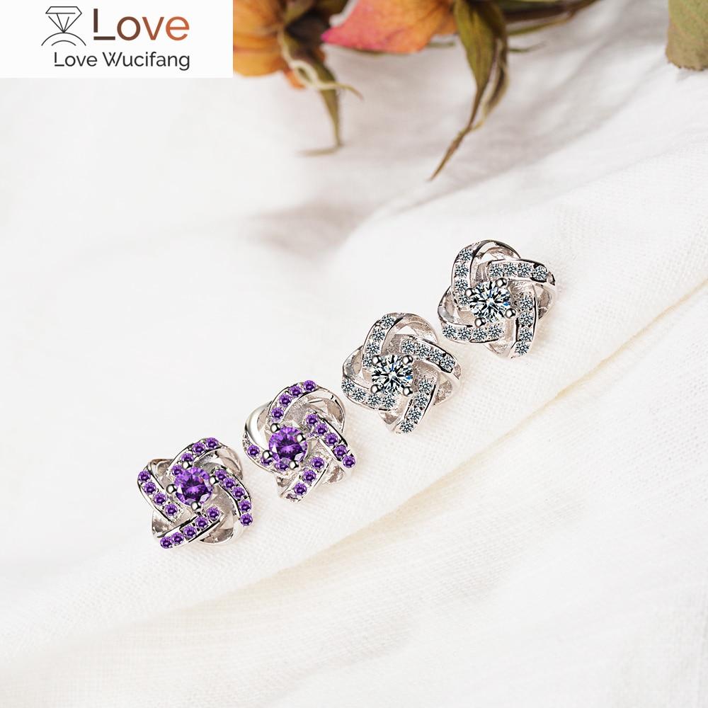 Cercei tip trifoi cu flori din argint 925 de nuntă Cercei eleganti din piatră de zirconiu cubic pentru femei Bijuterii fine