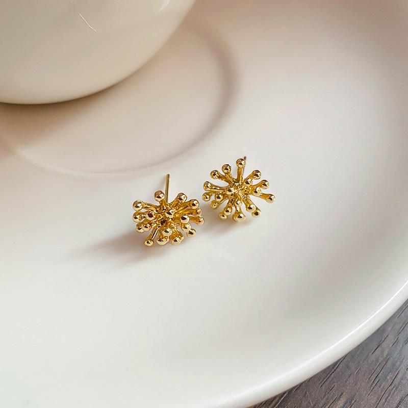 Zircon metal fireworks earrings Korean niche cold wind earrings temperament versatile earrings