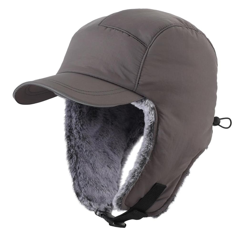 Connectyle and Winter Pilot Cap with Ear Dark Gray Men's Women's Water-Repellent Flaps,
