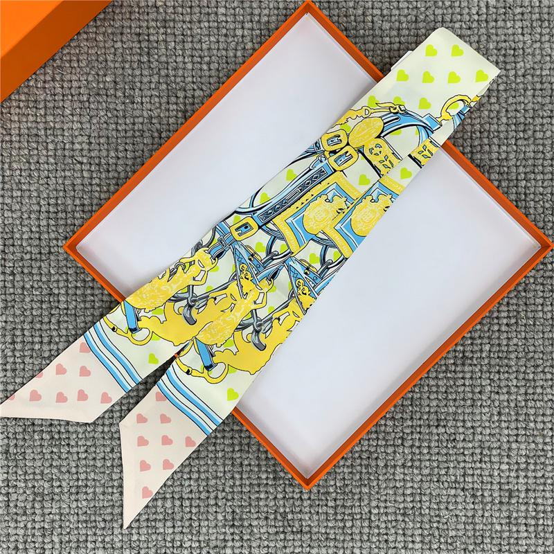 POBING Animals Print 18m/m Twill Silk Scarves Women Luxury Brand Scarf Bag Ribbons Tie Head Scarf Small Long Skinny Scarf 86*5CM