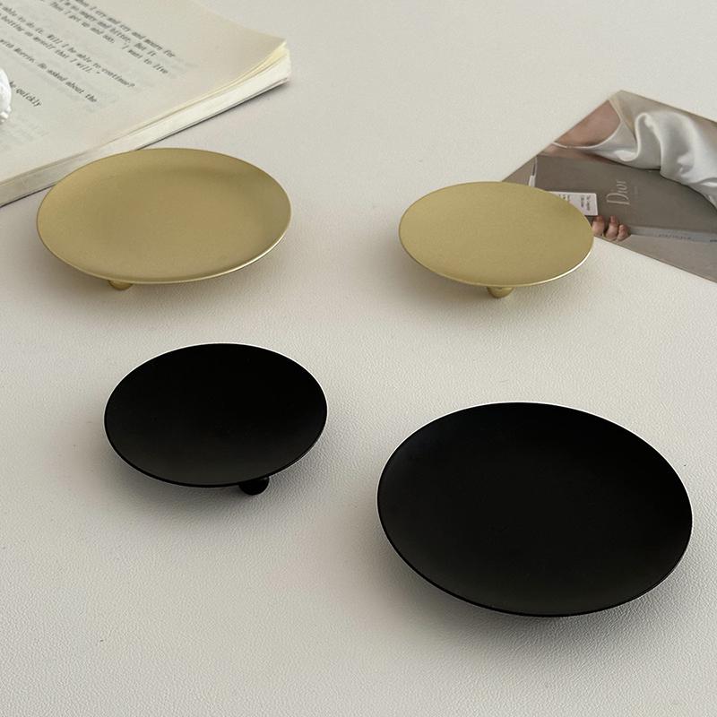 European Retro Wrought Iron Candle Holder and Jewelry Display Tray