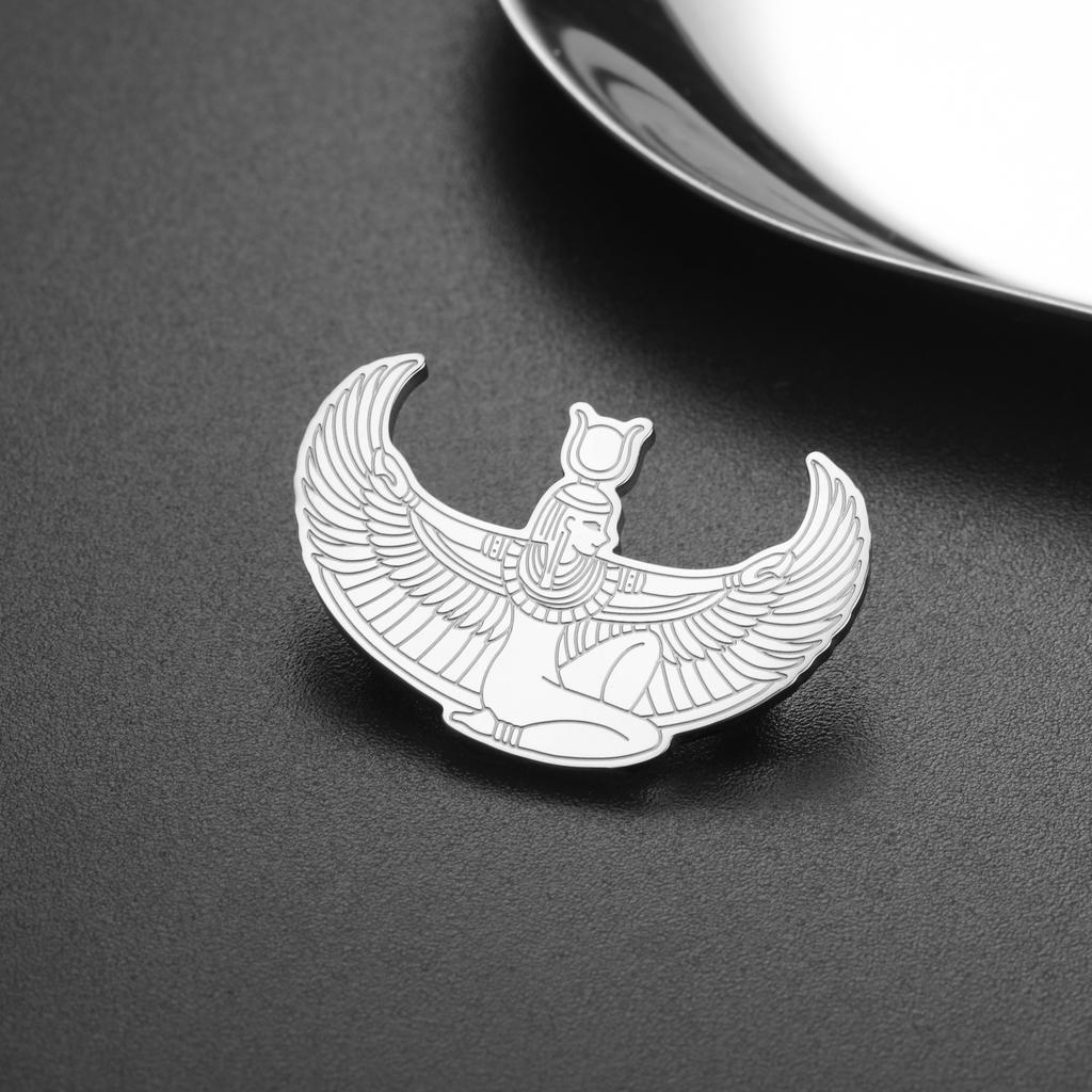 Jeshayuan Antike Ägyptische Göttin Isis Brosche für Damen Edelstahl Die Flügel der Göttin Isis Anstecknadel Schmuck Geschenk