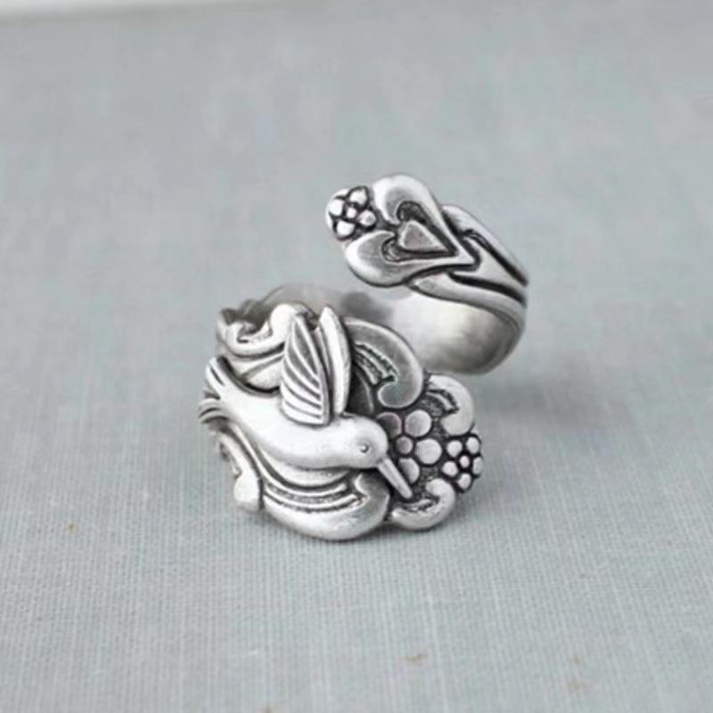 

New Cuckoo Ring Retro Index Finger Ring Feel Adjustable Women s Ring one size(US size 6-13) срібний