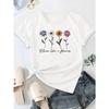 European Size Women's Floral Print T-Shirt - "Bloom Like a Flower" Short Sleeve Round Neck Casual Top, Breathable Summer Tee