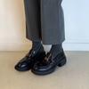 Sheepskin~ Camellia Gold Buckle Retro One-pedal Lazy Loafers Women's Leather Thick Heel Thick Sole British Small Leather Shoes