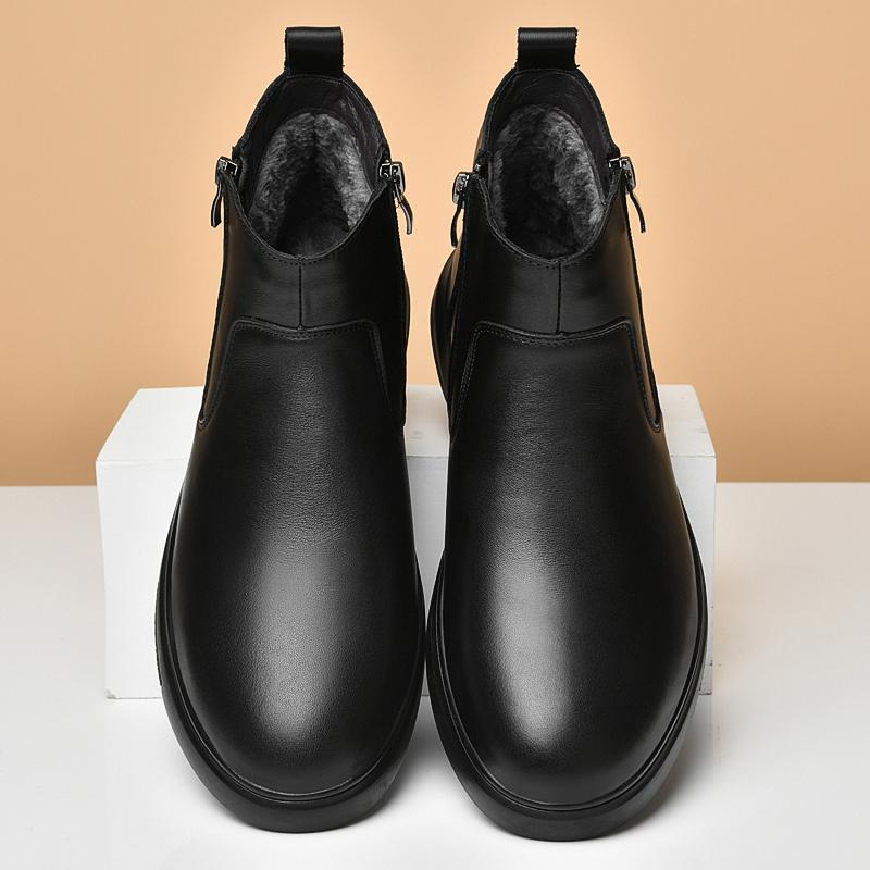 British Style Chelsea Casual Leather Boots Pure Color Versatile Winter Shoes 2026 New Genuine Leather round Flat Designer Shoes