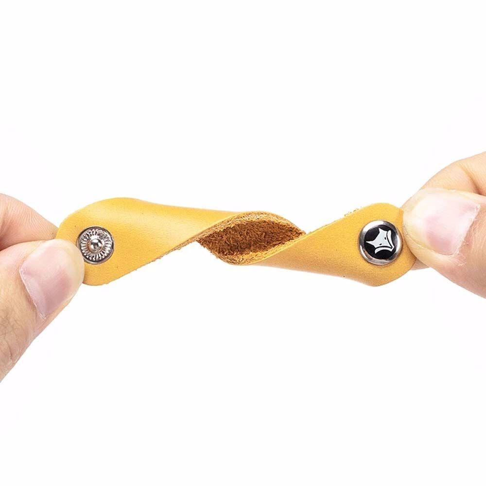 Clip USB Cable Earphone Fixed Winder Straps Cable Holder Cowhide Leather Cord Tidy Storage Cable