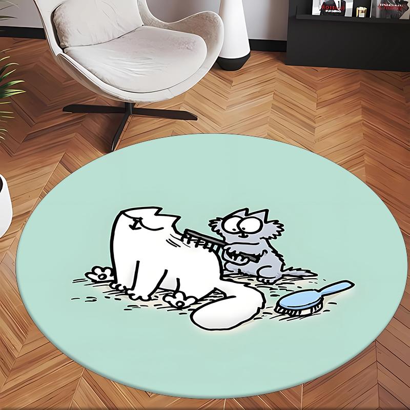 Simon'S Cat (14) Round Office Rug Decorative Floor Rug for Office Bedroom Living Room and Home Space