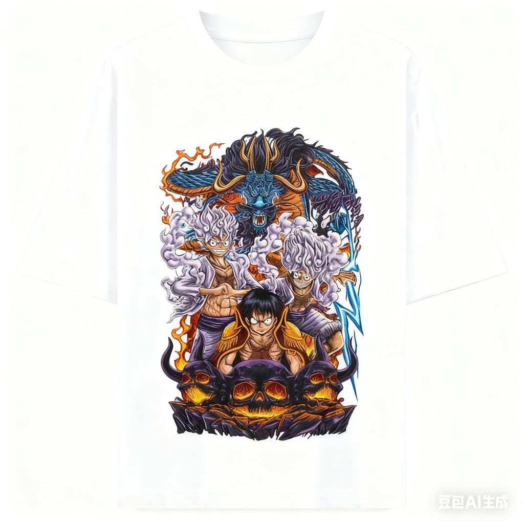 One Piece Anime LUFFY GEAR 5 Printing Oversized Cotton Tshirt Men and Women Harajuku Fashion Y2K Casual Summer Absorb Sweat Tee