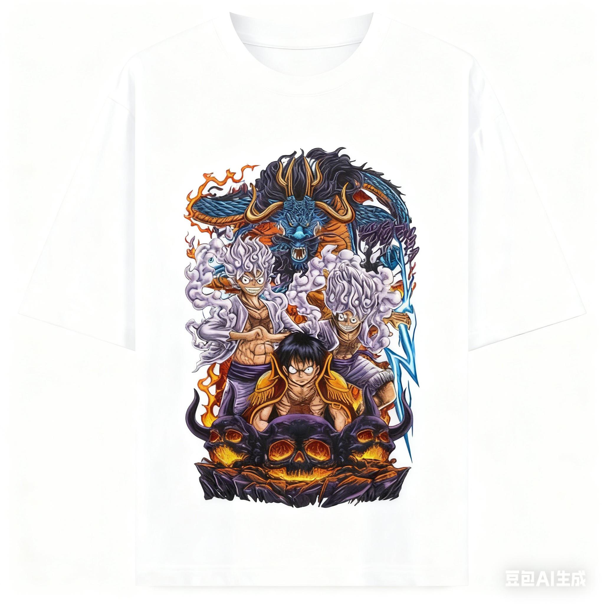 

One Piece Anime LUFFY GEAR 5 Printing Oversized Cotton Tshirt Men and Women Harajuku Fashion Y2K Casual Summer Absorb Sweat Tee 3XL