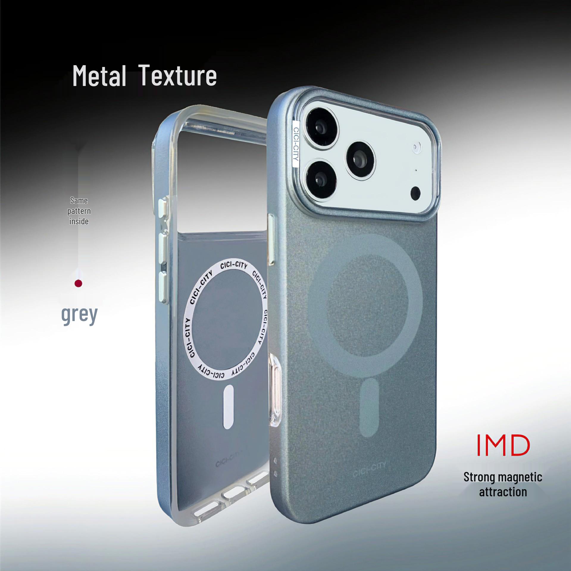 

Moonlight Sand Metallic iPhone 17 Case: Skin-Feel, Magnetic Charging, Apple 16 Pro Max Protective Cover 16 Pro Max серый