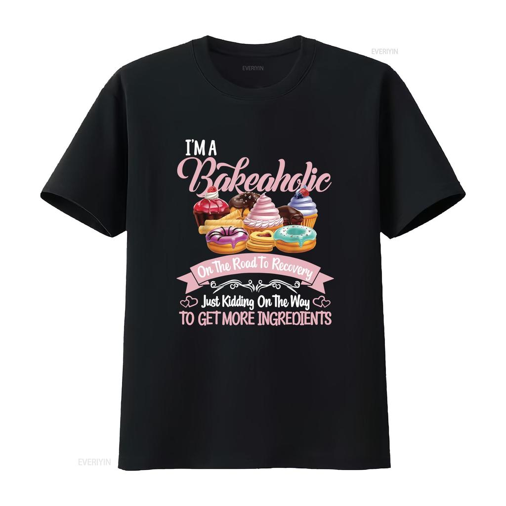Funny Bakeaholic Baking Lover Cupcake Donut Dessert Print Casual T Shirt Vintage Washed Streetwear Graphic Soft