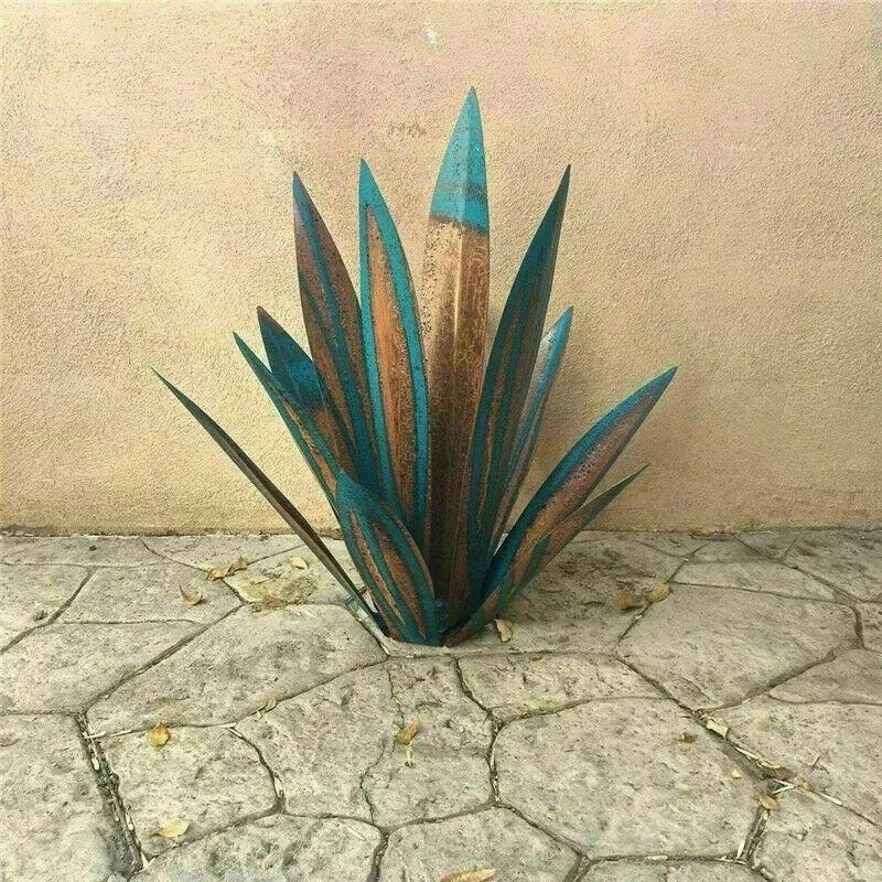 DIY Kovové umění Tequila Rustikální socha 9 listů Zahradní dvorní socha Domácí dekorace
