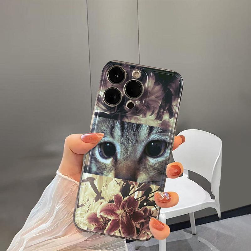 Flower Cat Eyes Silicone Phone Case For IPhone 17 Air 16 15 14 13 12 11 Pro Max 16E 14 Plus Shockproof Protective Cover