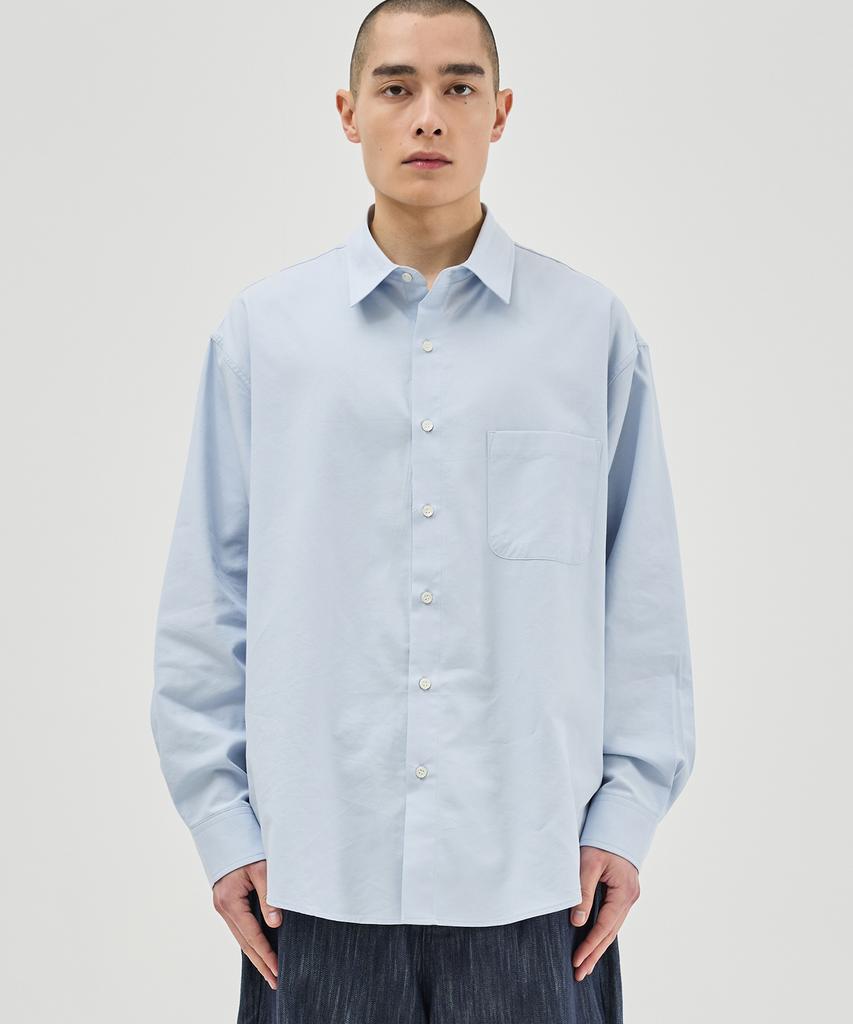 BALLUTE Cotton Tencel Over Silhouette Shirt (Sky Blue)