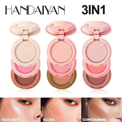 Matowa paleta rozświetlaczy Pearlite Glitter Face Brightener Blush 3 w 1 Wielofunkcyjna paleta do makijażu twarzy
