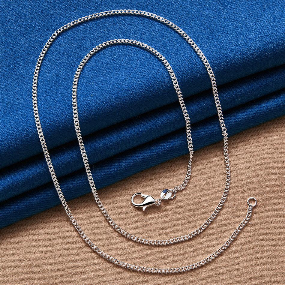 925 Sterling Silver 2mm Exquisite Cuban Chain Necklace for Men and Women, Fashionable Party Gift, Hip Hop Accessory
