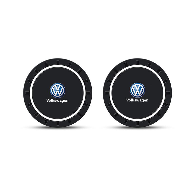 

2PC PVC Silicone Car Coaster Water Cup Slot Non-Slip Pad Drink Mat For Volkswagen VW Golf 7 MK7 Golf 6 MK6 Tiguan Polo CC Jetta