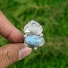 Natural Larimar Gemstone 925 Silver Multi Stone Bird Adjustable Ring For Women