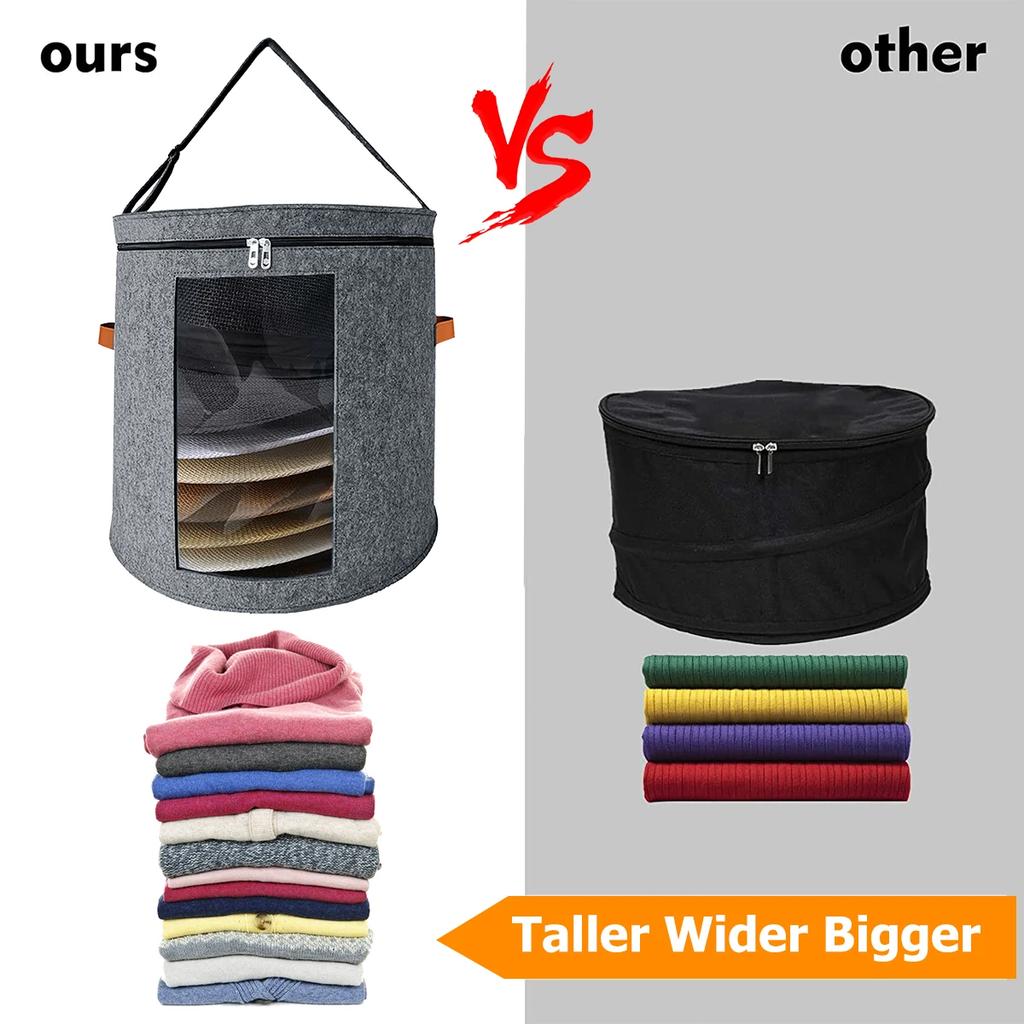 Hat Storage Box Foldable Pop Up Clothes Scarf Children's Toys Dustproof Organizer Case Portable  Adjustable Shoulder Strap