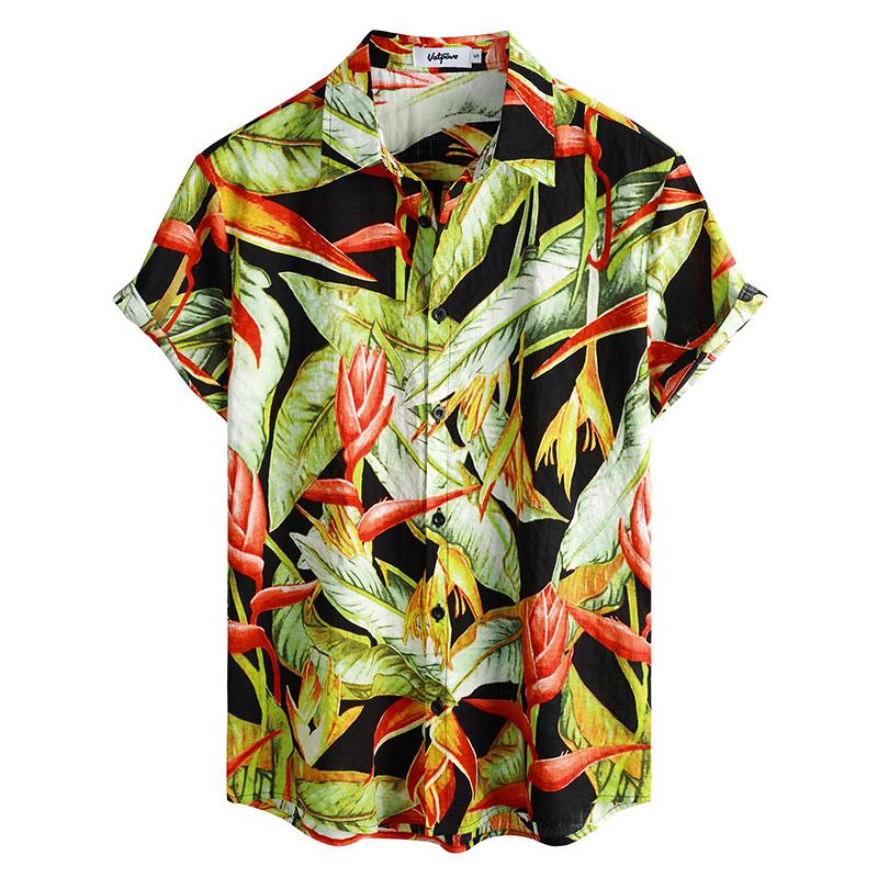 Pánské ležérní havajské květinové košile 3D plný potisk krátký rukáv na knoflíky tropická pláž pro muže Camisa Manga Masculina