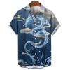 Summer Men's Dragon Pattern Element Shirt Social Casual Vintage Hawaiian Shirt  New Oversize Short Sleeve Street Clothing