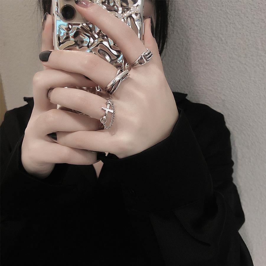 Punk Hip Hop Dark Ring Tide Internet Celebrity Street Dancing Index Finger Ring Personality Jewelry Tail Ring
