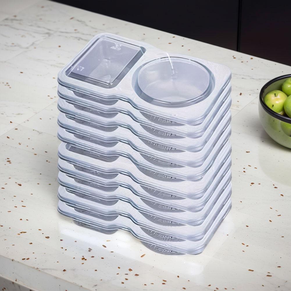 2 Compartment Transparent Dressing Containers with Lids Stackable Storage Snack Containers Disposable for Home School