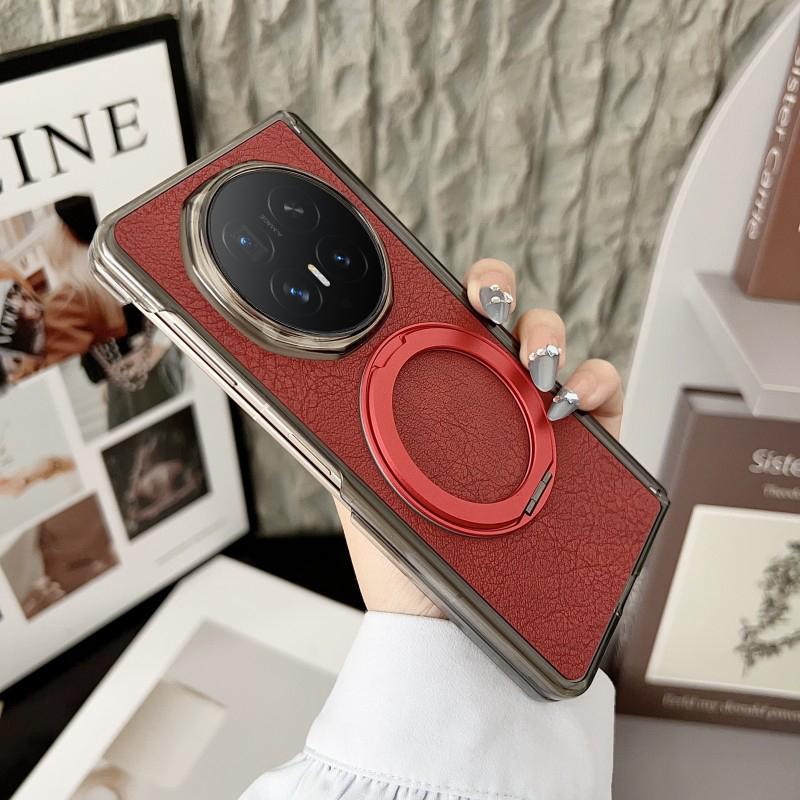 

For Honor Magic V6 Case Hinge Magnetic PU Leather Ring Stand Holder Back Cover For HONOR Magic V6 Honor Magic V6
