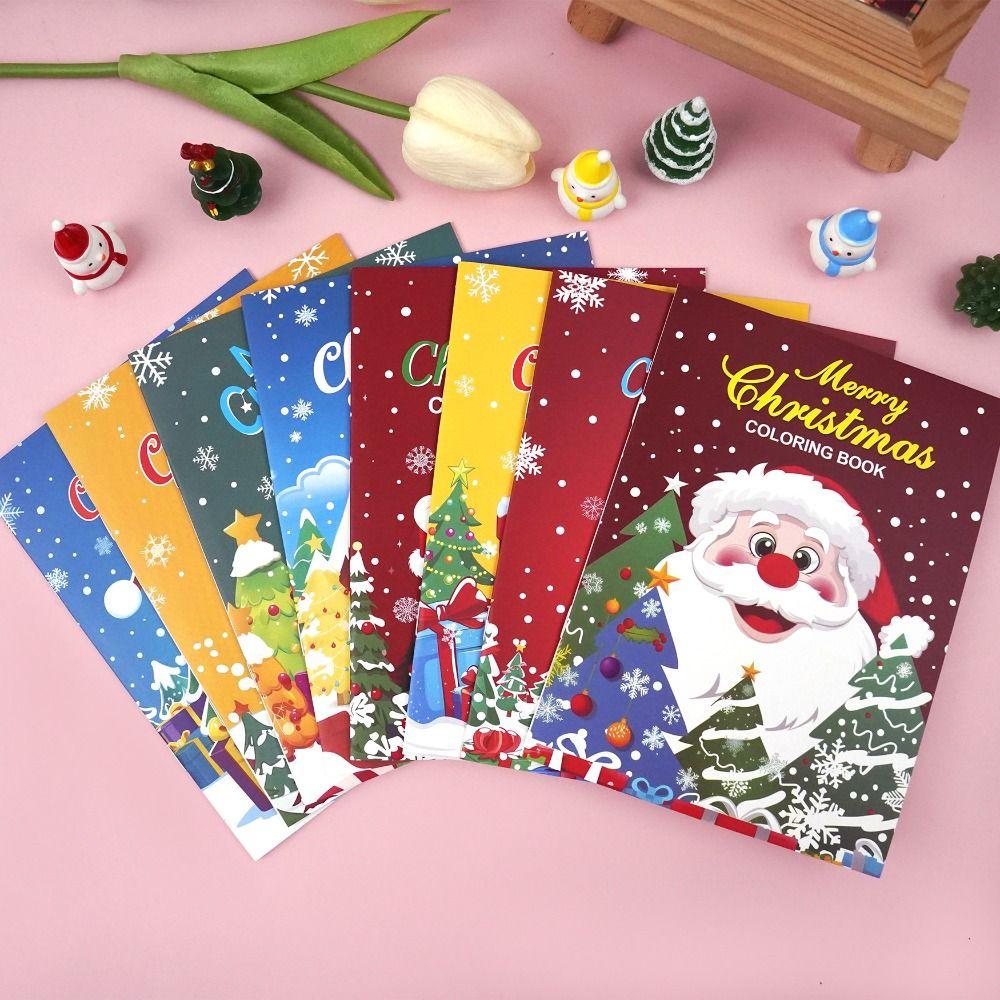 8PCS/Set Merry Christmas Christmas Theme Coloring Book Educational Montessori Gift Graffiti Painting Book Doodles Book Children
