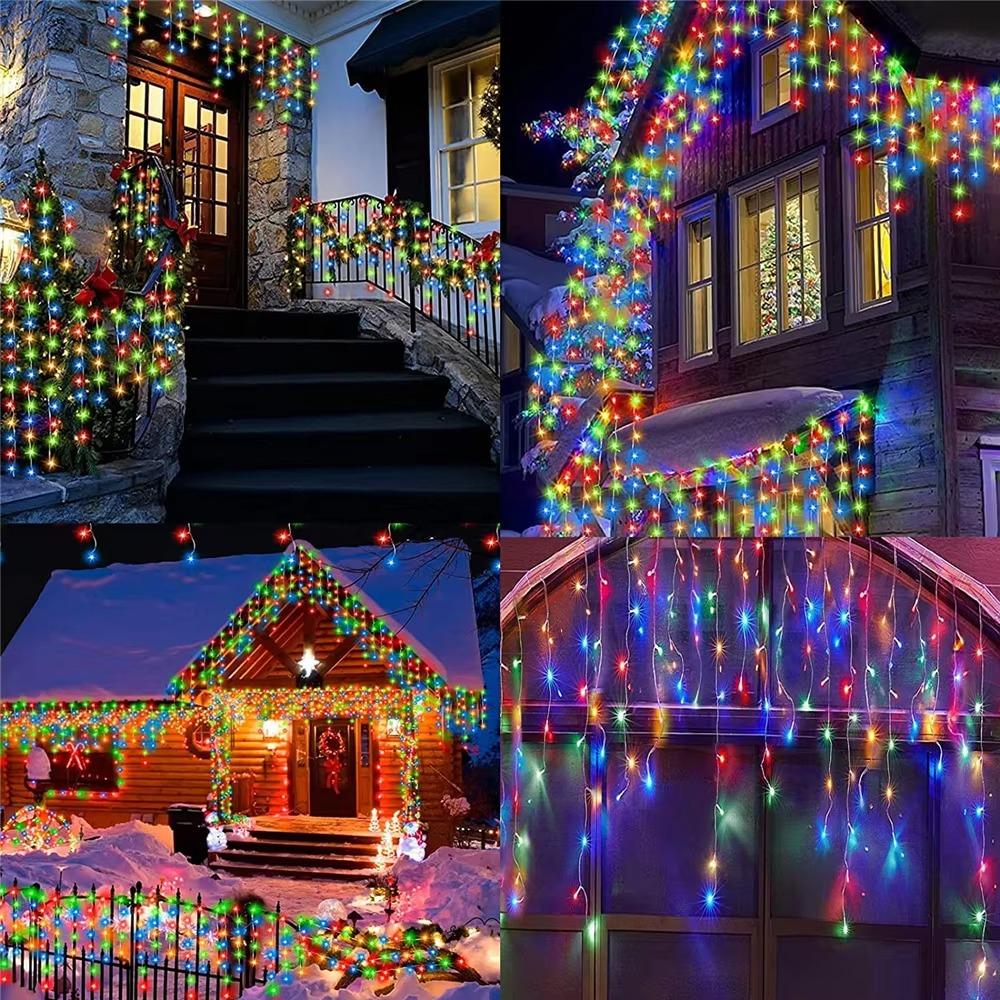 3.5M/7M Solar Curtain Icicle Light Outdoor Eaves Decor LED Decorative Light Fashion String Lights