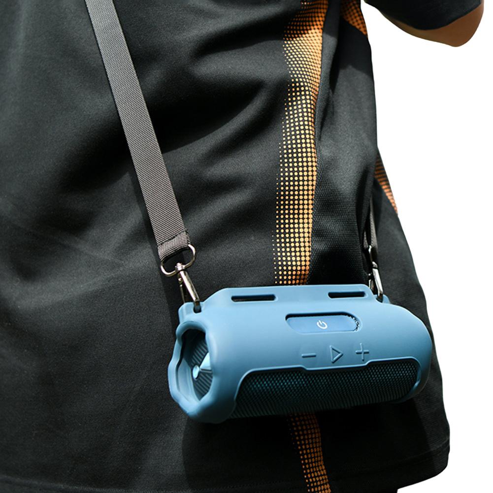 Silicone Case with Shoulder Strap Portable Travel Soft Cover Silicone Protective Cover Shell for JBL Flip 7 Speaker