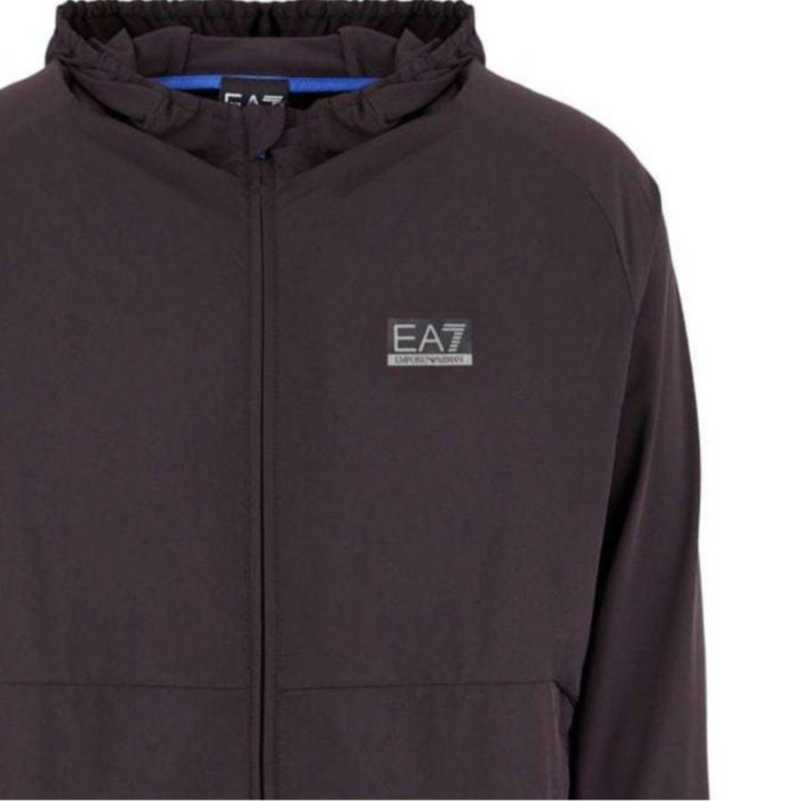 Emporio Armani EA7 SS24 Logo Print Hooded Zip Long Sleeve Sweatshirt Men sweatshirt Black 6DPM57-PNDDZ-1771