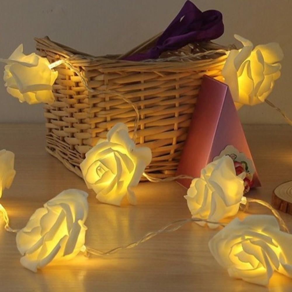 Romantic LED Rose String Lights 1.5/3 M Warm White Rose Flower Lights 10/20 LED Flower Garland Fairy Lights Bedroom Decor