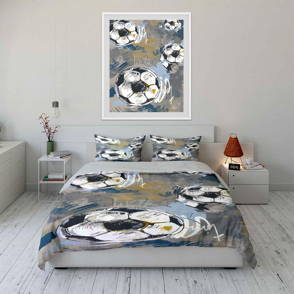 Soccer balls with scribbles. Bedding sets Duvet cover sets Duvet covers Pillowcases(1 * Duvet Cover 2 * Pillowcases without duvet insert)